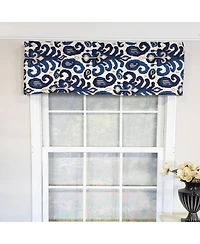 Rlf Home 100% Cotton High Quality Tracy Tailored Window Valance with 1.5" Rod Pocket 50" W X 12" L Navy