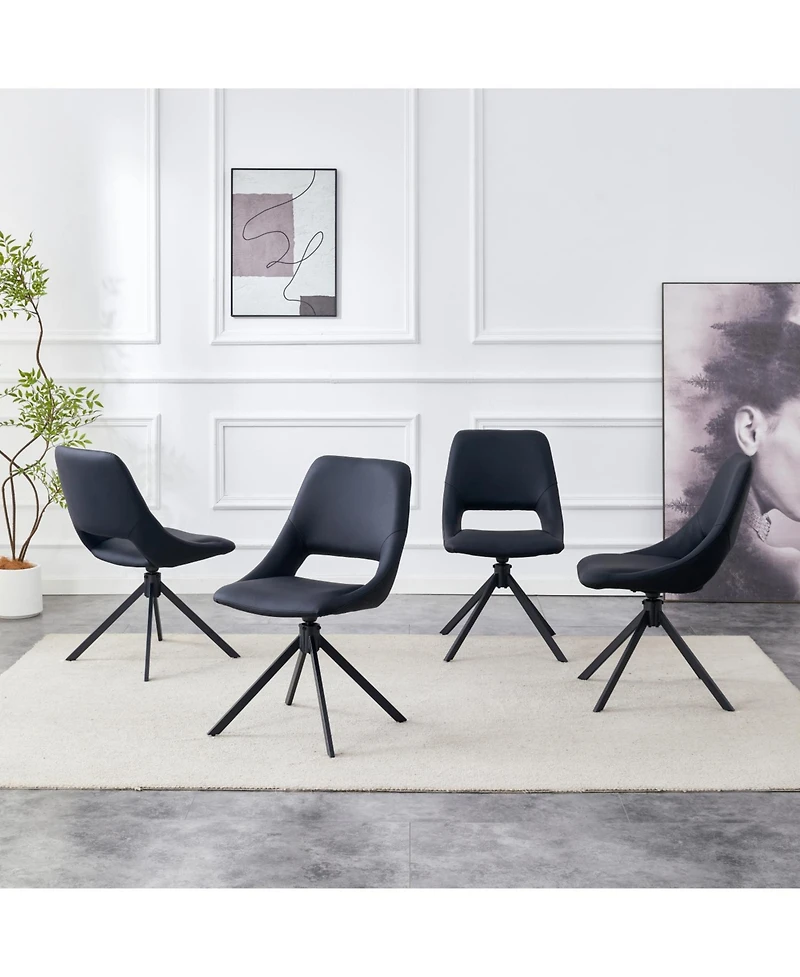 Streamdale Furniture Dining Chairs Set of 4, Swivel Metal Kitchen Chairs with Leather, High Back