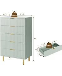 Gaomon + 5-Drawer + Wood + Modern Design with Gold Pulls + Bedroom Dresser
