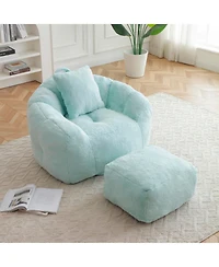Streamdale Furniture Giant Faux Fur Bean Bag Chair with Footstool