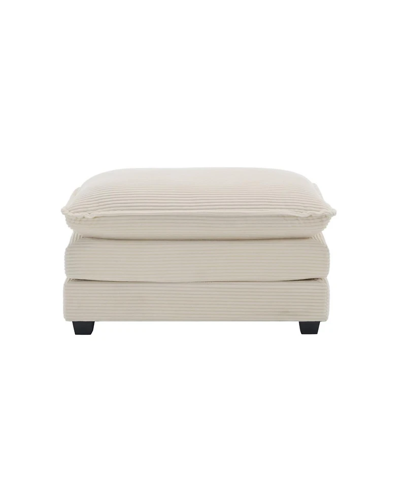 Streamdale Furniture Streamdale Beige Corduroy Ottoman Footstool for 2, 3, and 4 Seater Sofas