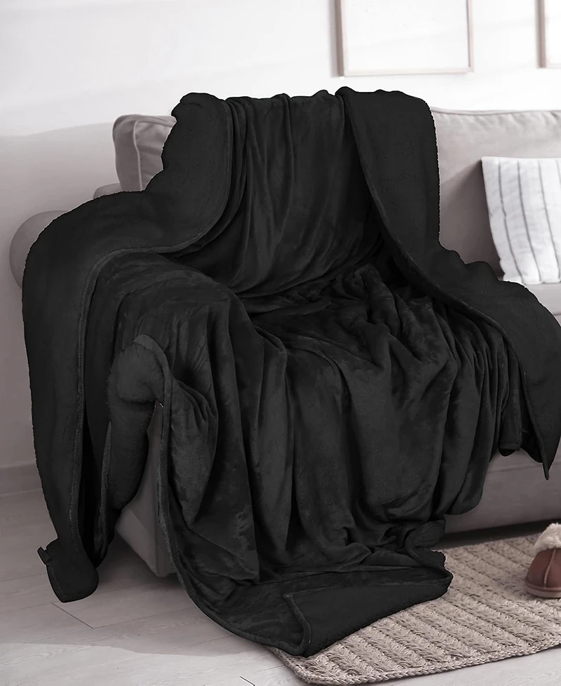 Linery & Co. Velvet Plush Reversible Sherpa Bed Blanket