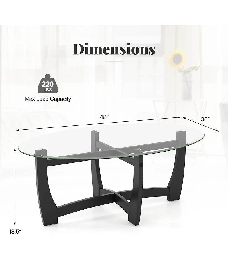 Gymax Coffee Table Modern Accent Tea Table w/ Rubber Wood Bentwood Structure