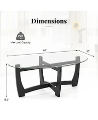 Gymax Coffee Table Modern Accent Tea Table w/ Rubber Wood Bentwood Structure