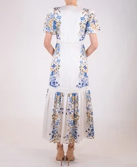 Taylor Women's Floral Puff-Sleeve Dress