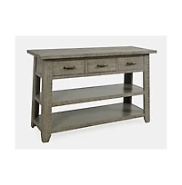 Jofran Rustic Farmhouse Solid Wood 50" Sofa Table with Drawers and Two Shelves