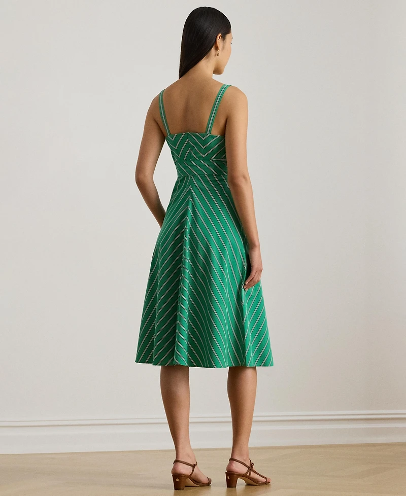 Lauren Ralph Women's Striped Belted Sleeveless Dress