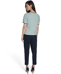 Tommy Hilfiger Women's Short-Sleeve Tipped Sweater