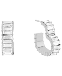 And Now This Crystal Silver Plated Brass Heart Hoop Earrings, Macy's Exclusive