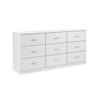 Lovmor Modern 9 Drawer Dresser Golden Handles Waterproof Bedroom Closet Storage Sturdy