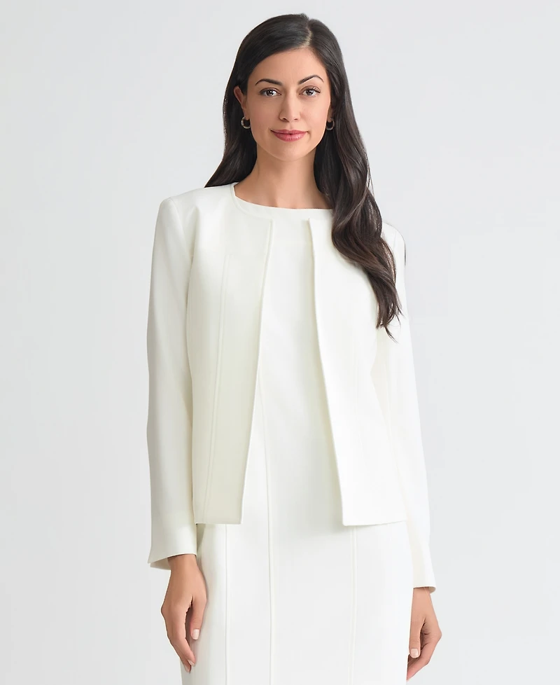 Kasper Women's Collarless Open-Front Long-Sleeve Jacket