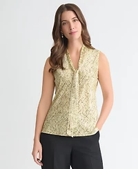 Kasper Women's Printed Satin Sleeveless Blouse, Regular & Petite