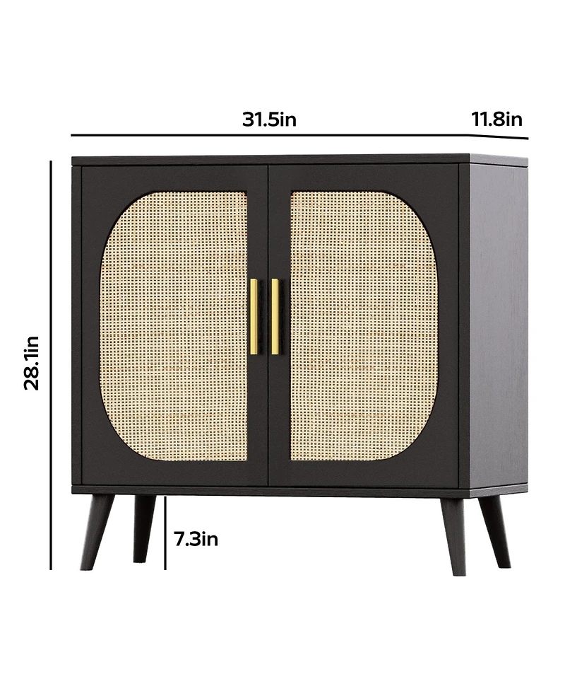 Streamdale Furniture Streamdale Accent Storage Cabinet with 2 Doors, 4 Compartments (Black