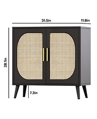 Streamdale Furniture Streamdale Accent Storage Cabinet with 2 Doors, 4 Compartments (Black