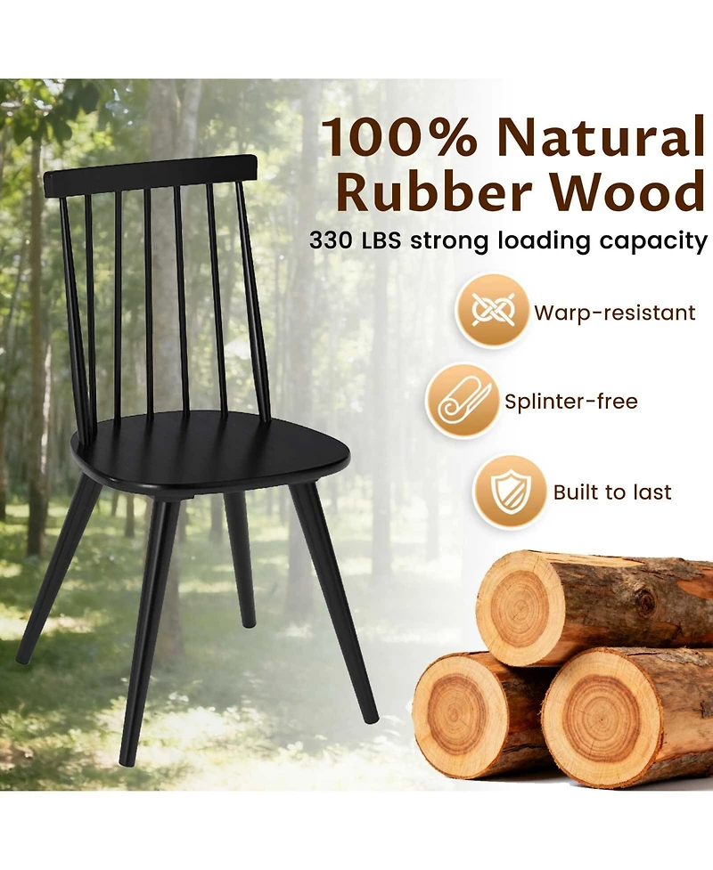 Gymax Windsor Dining Chairs Set of 4 w/Rubber Wood Frame High Spindle Back for Home