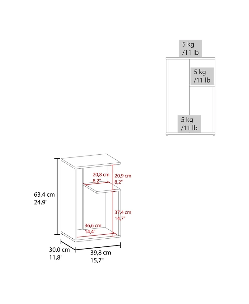 Lovmor Everet 25" High 3-Tier Open Shelf Side Table, Onix