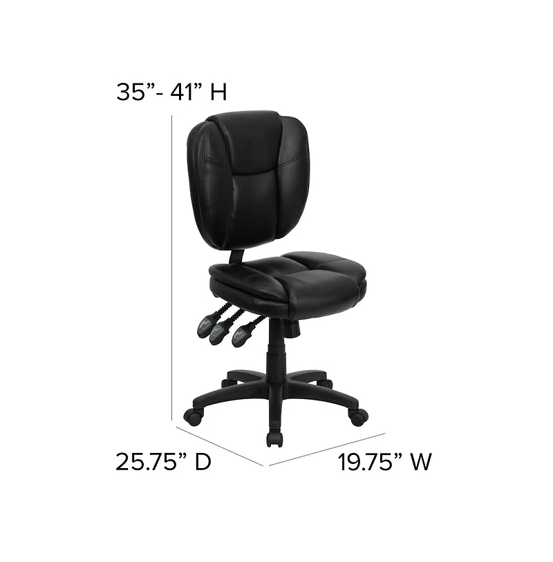 Emma+Oliver Mid-Back Ergonomic Task Office Chair with Pillow Top, Multifunction Swivel Design