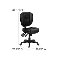 Emma+Oliver Mid-Back Ergonomic Task Office Chair with Pillow Top, Multifunction Swivel Design