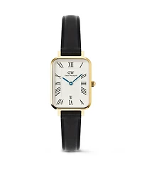 Daniel Wellington Women's Date Black Leather Watch 26, mm