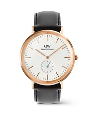 Daniel Wellington Men's Analog Black Leather Watch, 40mm