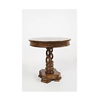 Jofran Global Archive Hand Carved Solid Mango Wood Pedestal Table
