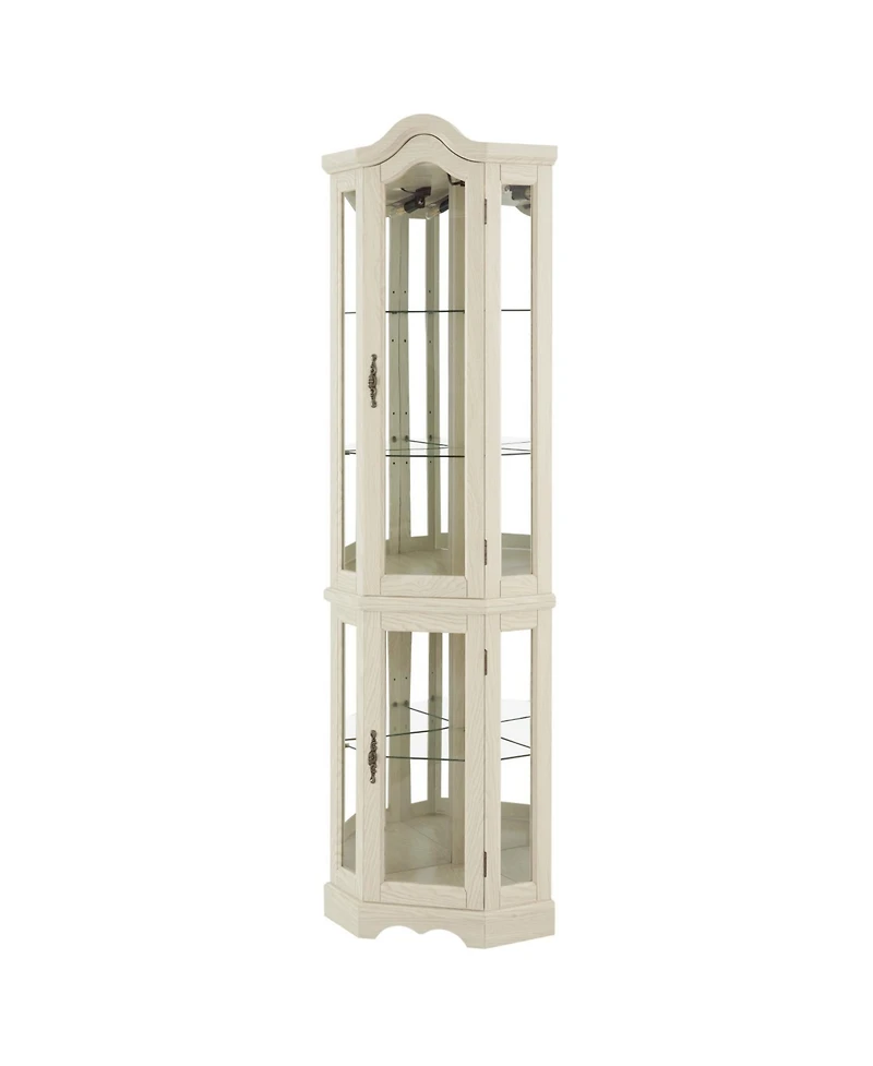 Streamdale Furniture Streamdale Lighted Corner Curio Cabinet with Glass Doors & Shelves - White