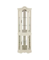 Streamdale Furniture Lighted Corner Curio Cabinet - Tempered Glass - White