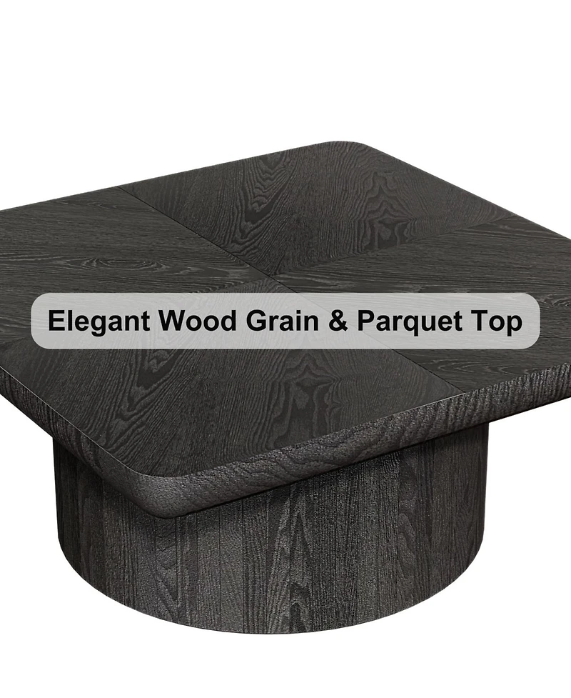 Streamdale Furniture Streamdale Modern Black Wood Veneer Coffee Table with Parquet Pattern