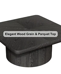 Streamdale Furniture Streamdale Modern Black Wood Veneer Coffee Table with Parquet Pattern