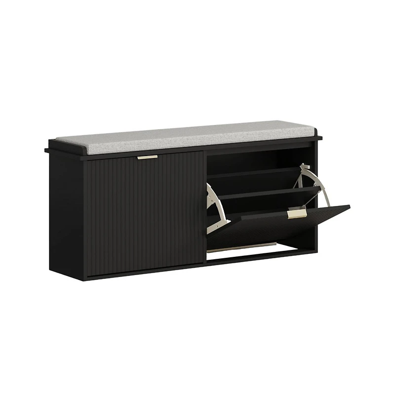 Slickblue Entryway Shoe Bench with Cushion and Storage