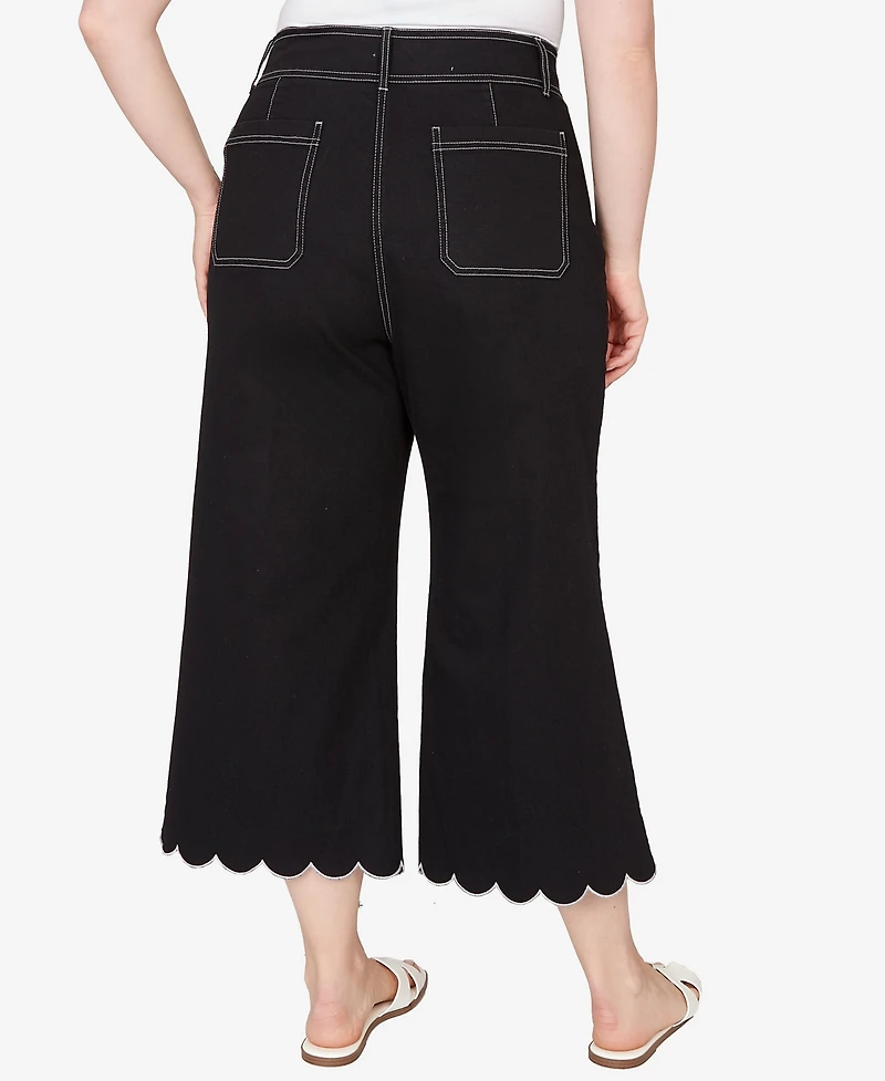 Ruby Rd. Plus Scallop Hem Contrast Stitch Ankle Jeans