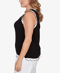 Ruby Rd. Plus Scallop Trim Tank Sweater
