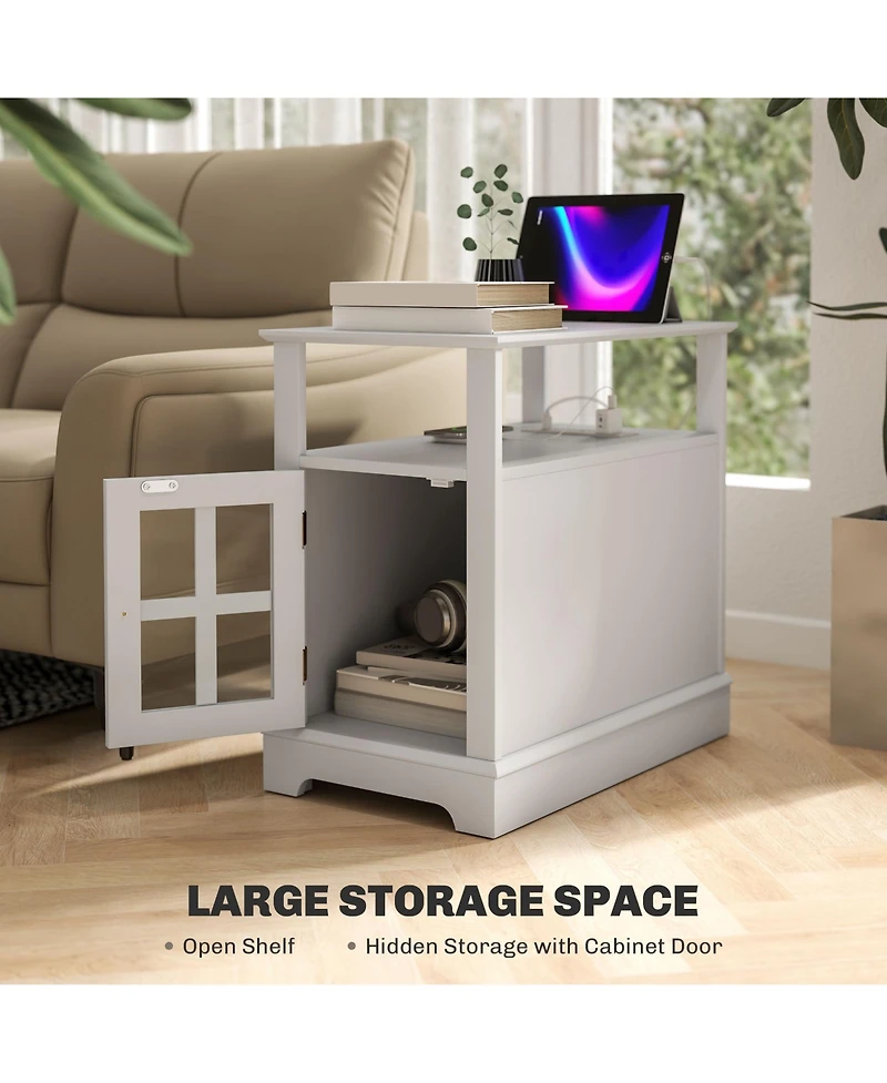 Homcom Side Table with Charging Station and Usb Ports