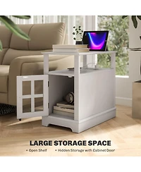 Homcom Side Table with Charging Station and Usb Ports