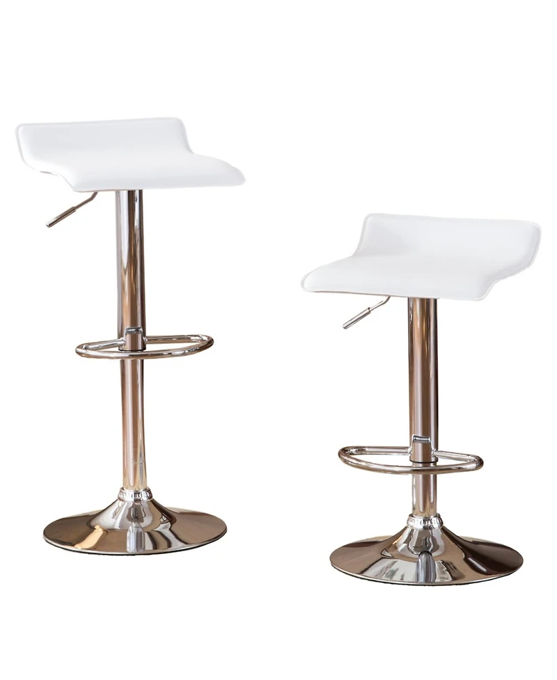 Streamdale Furniture Contemporary Chrome Air Lift Adjustable Swivel Stools with White Seat, Set of 2