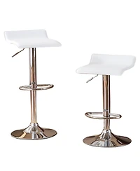 Streamdale Furniture Contemporary Chrome Air Lift Adjustable Swivel Stools with White Seat, Set of 2