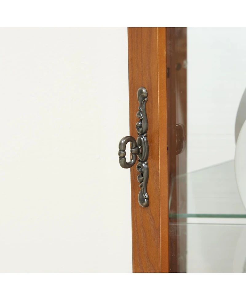 Streamdale Furniture Lighted Corner Curio Cabinet - Glass Display Shelf - Oak