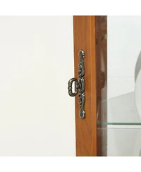 Streamdale Furniture Lighted Corner Curio Cabinet - Glass Display Shelf - Oak