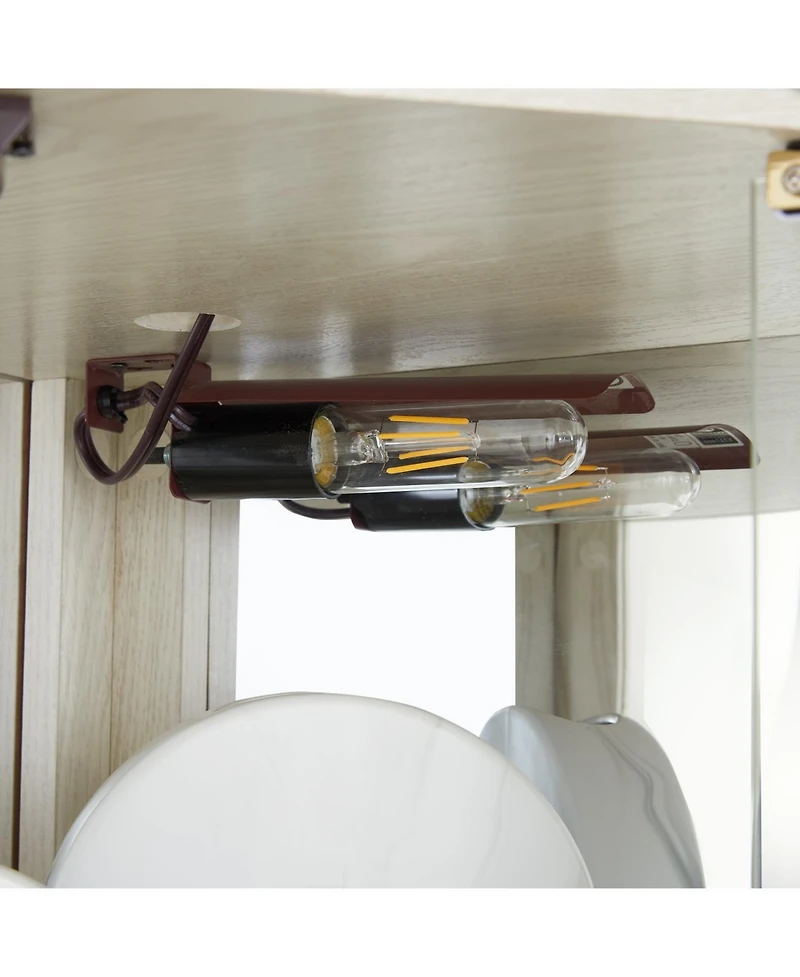 Streamdale Furniture Lighted Corner Glass Curio Cabinet, Bar & Wine Cabinet, White