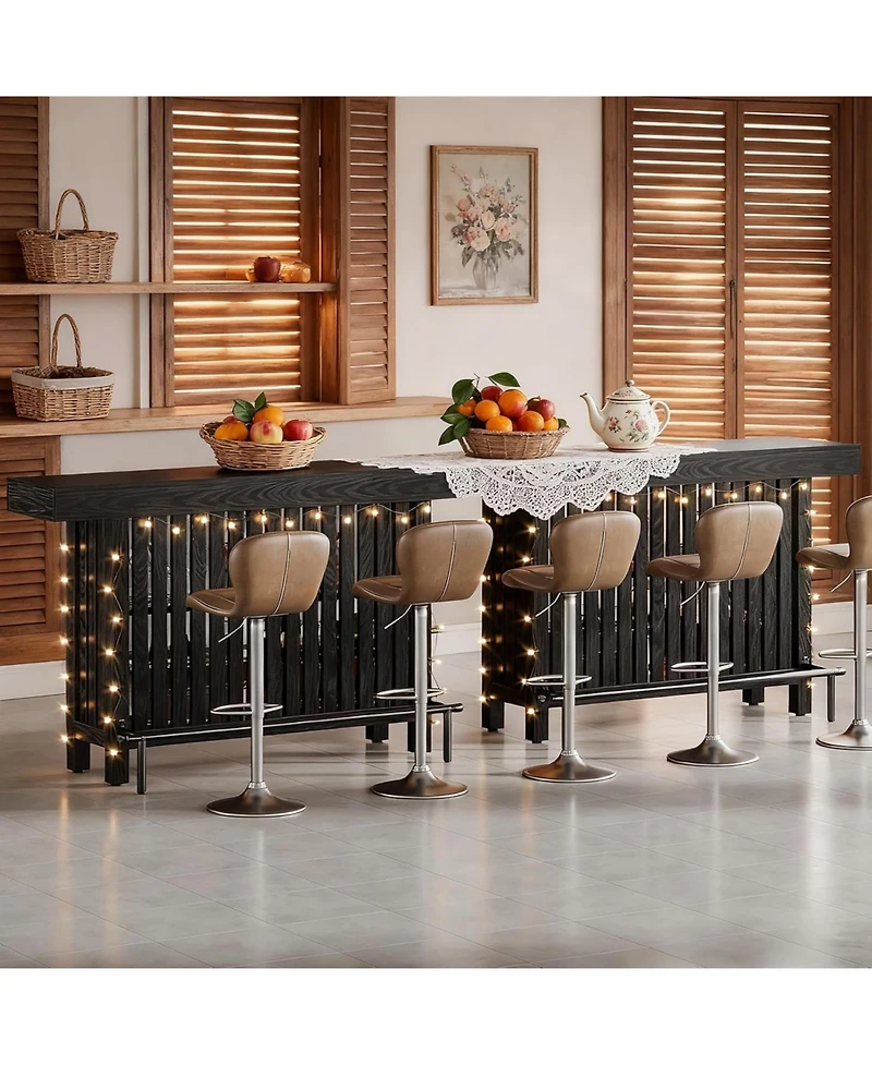 Tribesigns 63-Inch Large Home Bar Unit, Modern 2-Tier Table with Footrest, Corner Mini Coffee Cabinet for Kitchen Pub, Dining Room, Livin