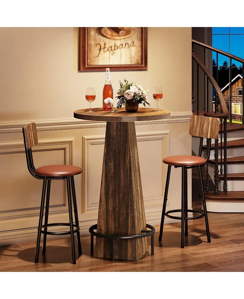 Tribesigns Bar Table, 37.4" High Round Pub Table for Small Spaces, Kitchen, Dining Room (Only Table)