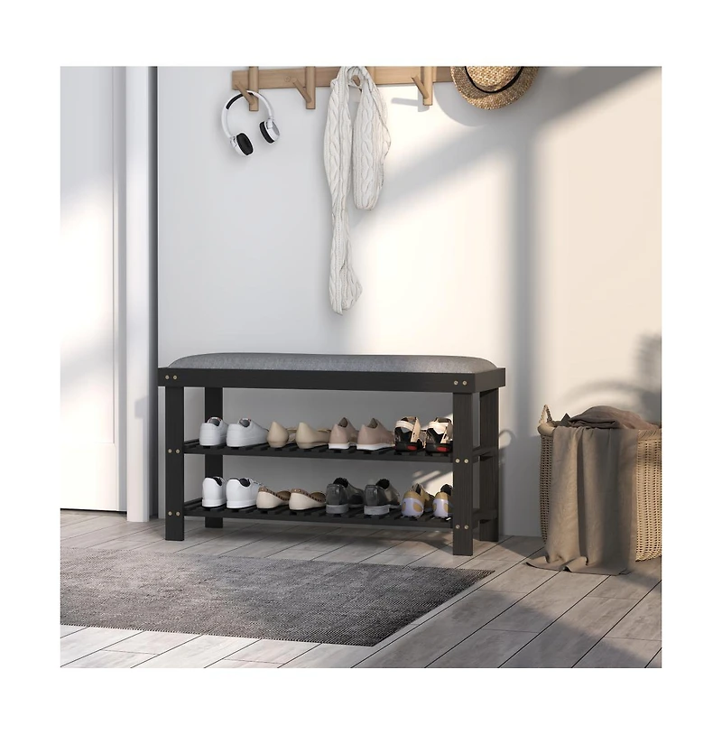 Slickblue Hallway Shoe Bench with 2-Tier Storage and Seat