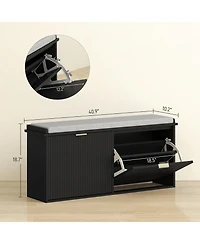 Homcom Shoe Bench with Padded Seat and Flip-Drawer for 8 Pairs