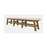 Jofran Telluride Rustic Farmhouse Solid Wood 85" Upholstered Dining Bench
