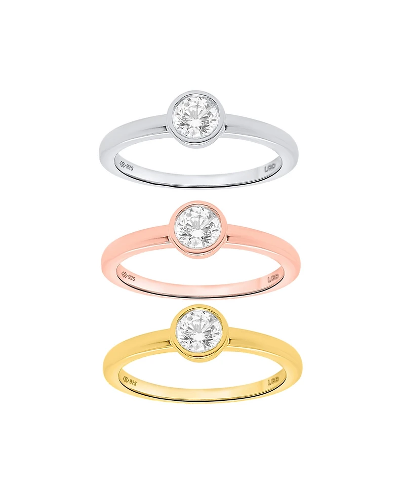 Forever Grown Diamonds 3-Pc. Lab-Grown Diamond Ring (1.ct. t.w.) Set Sterling Silver, 14K Yellow Gold Plating & Rose Silv