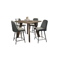 Jofran 42" Square Five Piece Solid Wood Counter Height Upholstered Dining Set