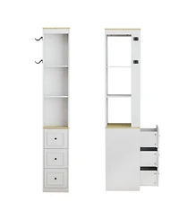 Streamdale Furniture 73" Slim Storage Cabinet, 3-Tier Media Storage with 3 Drawers And 2 Hooks