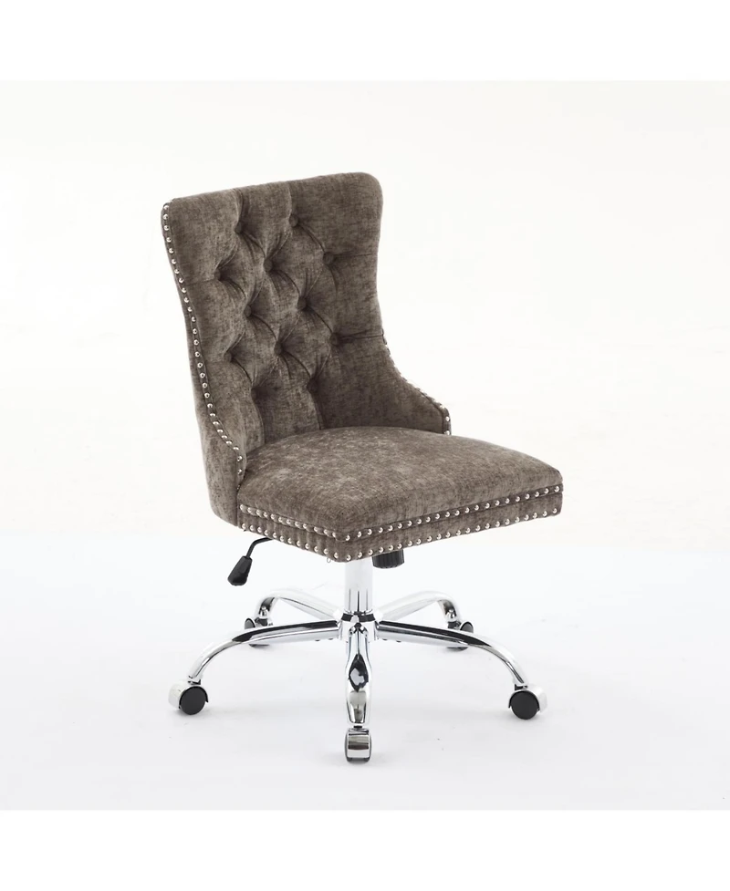 Streamdale Furniture Streamdale Modern Chenille Tufted Office Chair with Chrome Base (Gray