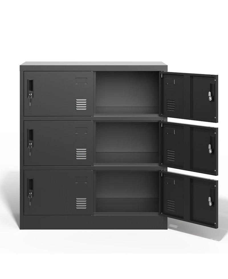 Streamdale 6-Door Employee Storage Locker w/ Card Slot (Black)