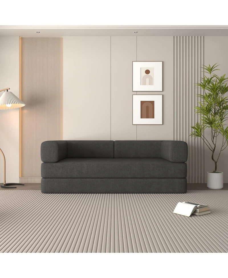 Streamdale Furniture Streamdale Corduroy Convertible Sleeper Sofa Bed with Pillow (Grey
